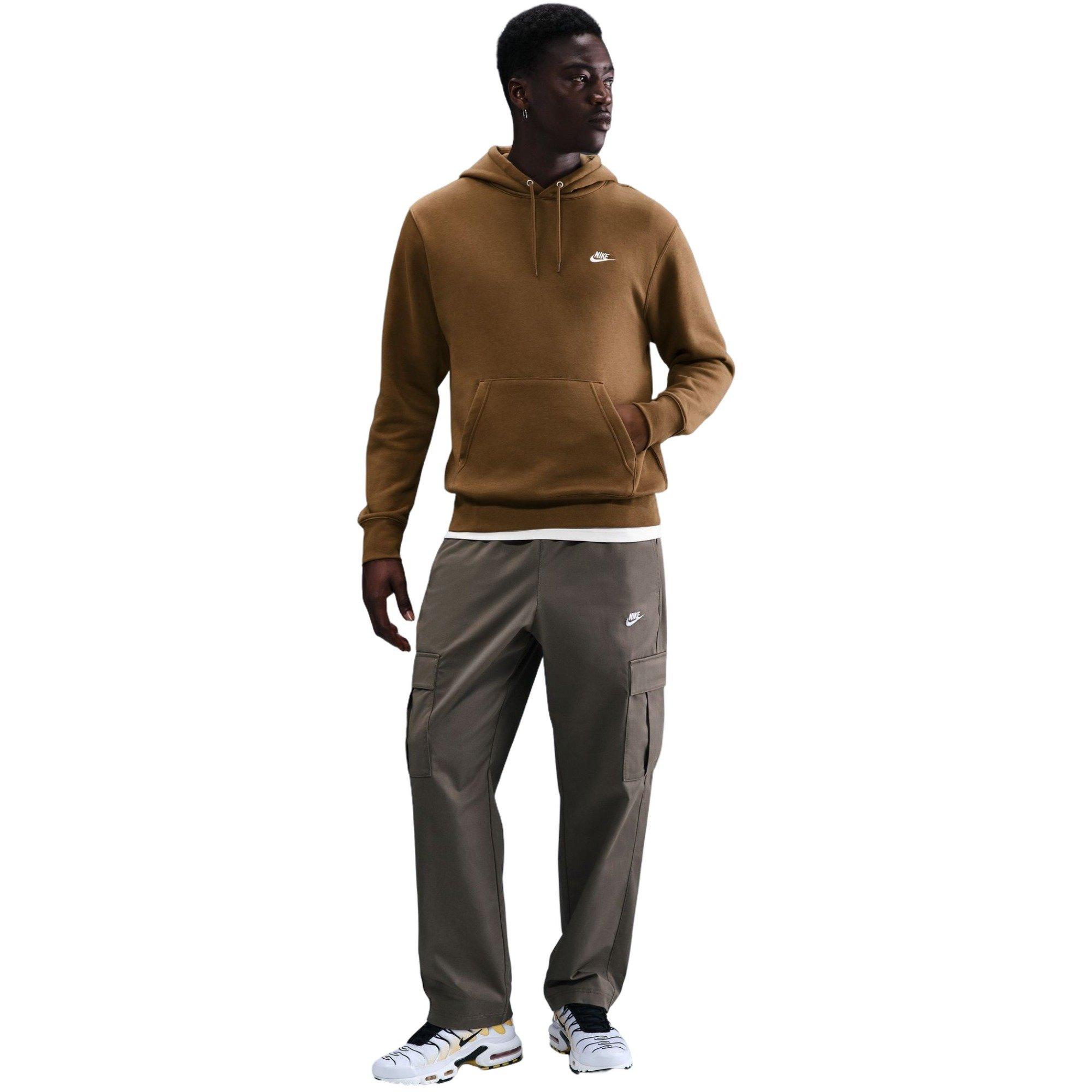Nike Men's Club Fleece Pullover Hoodie-Brown - BROWN